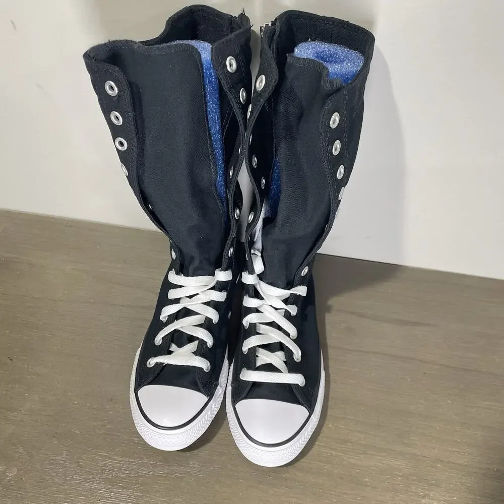 Converse Kids Size 3 Shoes NEW Knee High Chuck Taylor All Star XHi Black Zip Up